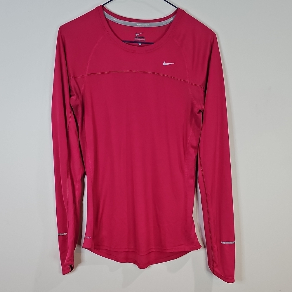 Nike Running Drifit Small Fuchsia Long Sleeve Athletic Tee